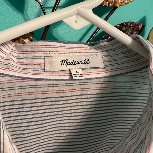 Madewell Pink/Blue striped button up - Picture 3 of 6